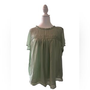 Torrid Chiffon Smocked pin tuck flutter short sleeve.